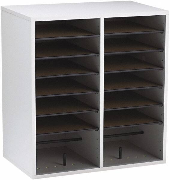 Safco - 19-1/2" Wide x 21" High x 11-3/4" Deep Laminated Compressed Wood & Fiberboard Document Organizer - 16 Compartments, Gray, 9" Wide x 2-1/4" High x 11-1/2" Deep Compartment - Exact Tool & Supply