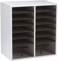 Safco - 19-1/2" Wide x 21" High x 11-3/4" Deep Laminated Compressed Wood & Fiberboard Document Organizer - 16 Compartments, Gray, 9" Wide x 2-1/4" High x 11-1/2" Deep Compartment - Exact Tool & Supply