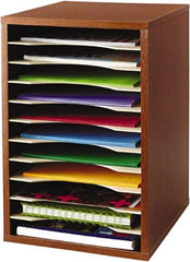 Safco - 10-3/4" Wide x 16" High x 12" Deep Fiberboard, Hardboard & Laminated Compressed Wood Document Organizer - 11 Compartments, Cherry, 9-1/2" Wide x 1-1/4" High x 11-5/8" Deep Compartment - Exact Tool & Supply