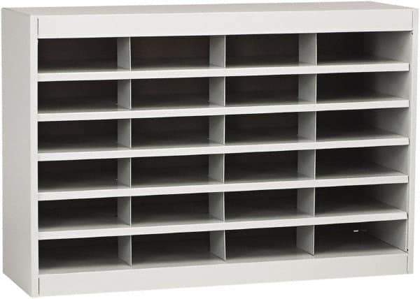 Safco - 37-1/2" Wide x 25-3/4" High x 12-3/4" Deep Fiberboard & Steel Document Organizer - 24 Compartments, Gray, 9" Wide x 3" High x 12-1/4" Deep Compartment - Exact Tool & Supply