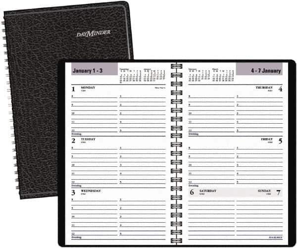 DayMinder - 26 Sheet, 4-7/8 x 8", Weekly Planner - Black - Exact Tool & Supply