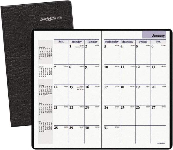 DayMinder - 24 Sheet, 8-1/8 x 10-7/8", Monthly Planner - Black - Exact Tool & Supply