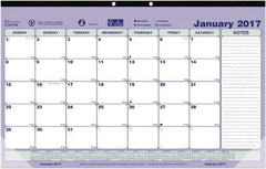 Brownline - 12 Sheet, 6-7/8 x 8-3/4", Desk Pad Calendar - Blue, White & Green - Exact Tool & Supply