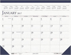 House of Doolittle - 12 Sheet, 8-1/2 x 11", Desk Pad Calendar - White & Blue - Exact Tool & Supply