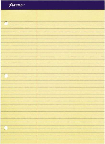 AMPAD - 100 Sheet, 4-1/4 x 5-1/2", Law Perforated Style Ruled Pads - Canary - Exact Tool & Supply