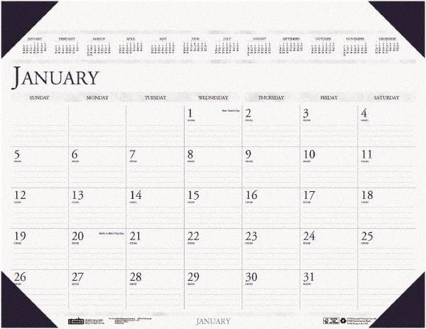 House of Doolittle - 12 Sheet, 3-3/4 x 6", Desk Pad Calendar - Blue - Exact Tool & Supply