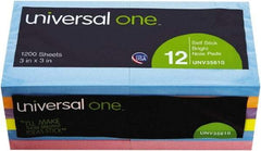 Universal One - 100 Sheet, 4-1/8 x 6-3/4", Plain Self-Stick Notes - Assorted Colors - Exact Tool & Supply
