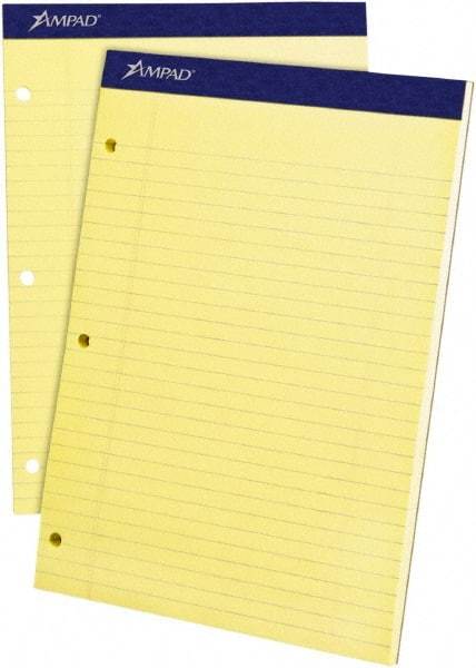 AMPAD - 100 Sheet, 8-1/2 x 11", Legal/Wide (Style) Legal Pad - Canary - Exact Tool & Supply