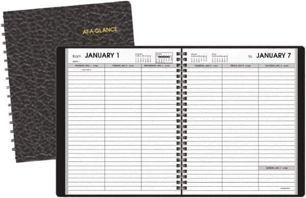 AT-A-GLANCE - 26 Sheet, 5 x 8", Weekly Planner - Black - Exact Tool & Supply