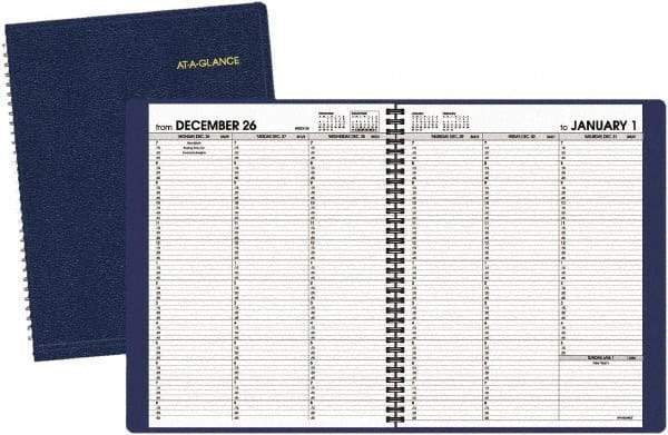 AT-A-GLANCE - 128 Sheet, 8-1/4 x 10-7/8", Weekly Planner - Navy - Exact Tool & Supply