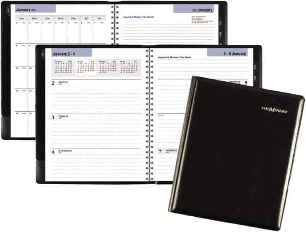 DayMinder - 26 Sheet, 6-7/8 x 8-3/4", Weekly/Monthly Planner - Black - Exact Tool & Supply