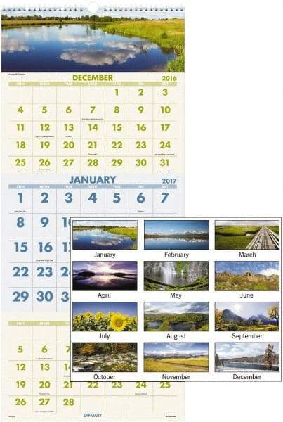 AT-A-GLANCE - 12 Sheet, 12 x 27", Wall Calendar - Exact Tool & Supply