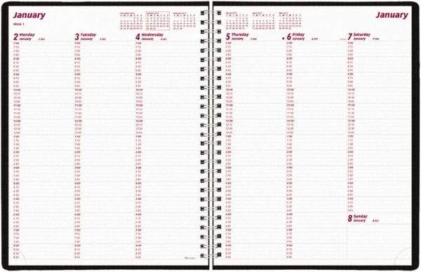 Brownline - 26 Sheet, 3-1/4 x 6-1/4", Weekly Planner - Black - Exact Tool & Supply