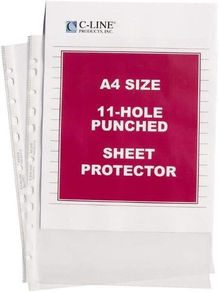 C-LINE - 50 Piece Clear Sheet Protectors-Ring Binder - 11-3/4" High x 8-1/4" Wide - Exact Tool & Supply