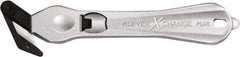 Klever Innovations - Recessed/Hook Blade Safety Cutter - 1-3/4" Carbon Steel Blade, Silver Magnesium Handle, 1 Blade Included - Exact Tool & Supply
