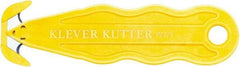 Klever Innovations - Recessed/Hook Blade Safety Cutter - 1-1/4" Carbon Steel Blade, Yellow Nylon Handle, 1 Blade Included - Exact Tool & Supply