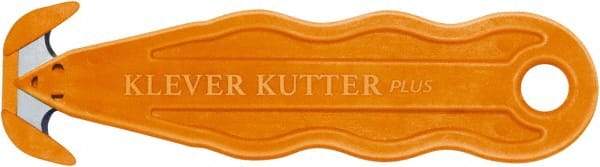 Klever Innovations - Recessed/Hook Blade Safety Cutter - 1-1/4" Carbon Steel Blade, Orange Nylon Handle, 1 Blade Included - Exact Tool & Supply