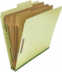 UNIVERSAL - 8-1/2 x 11", Letter Size, Green, Classification Folders with Top Tab Fastener - 25 Point Stock, Right of Center Tab Cut Location - Exact Tool & Supply