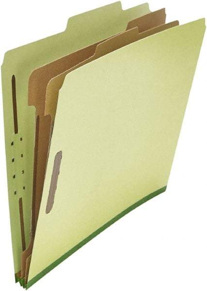 UNIVERSAL - 8-1/2 x 11", Letter Size, Green, Classification Folders with Top Tab Fastener - 25 Point Stock, Right of Center Tab Cut Location - Exact Tool & Supply