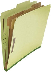 UNIVERSAL - 8-1/2 x 11", Letter Size, Green, Classification Folders with Top Tab Fastener - 25 Point Stock, Right of Center Tab Cut Location - Exact Tool & Supply