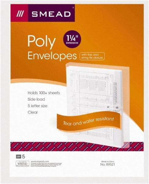 SMEAD - 9-3/4 x 11-5/8", Legal, Transparent Clear, Poly String & Button Envelope - Exact Tool & Supply