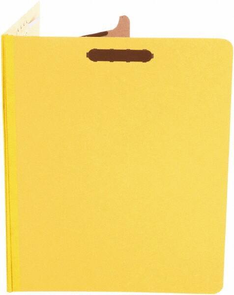 UNIVERSAL - 8-1/2 x 11", Letter Size, Yellow, Classification Folders with Top Tab Fastener - 25 Point Stock, Right of Center Tab Cut Location - Exact Tool & Supply