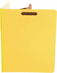 UNIVERSAL - 8-1/2 x 11", Letter Size, Yellow, Classification Folders with Top Tab Fastener - 25 Point Stock, Right of Center Tab Cut Location - Exact Tool & Supply
