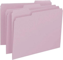 SMEAD - 8-1/2 x 11", Letter Size, Lavender, File Folders with Top Tab - 11 Point Stock, Assorted Tab Cut Location - Exact Tool & Supply