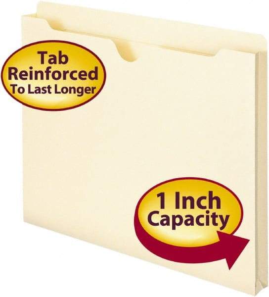 SMEAD - 8-1/2 x 11", Letter Size, Manila, File Jacket - 11 Point Stock, Straight Tab Cut Location - Exact Tool & Supply