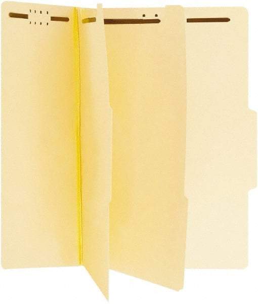 UNIVERSAL - 8-1/2 x 11", Letter Size, Manila, Classification Folders with Top Tab Fastener - Right of Center Tab Cut Location - Exact Tool & Supply