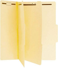 UNIVERSAL - 8-1/2 x 11", Letter Size, Manila, Classification Folders with Top Tab Fastener - Right of Center Tab Cut Location - Exact Tool & Supply
