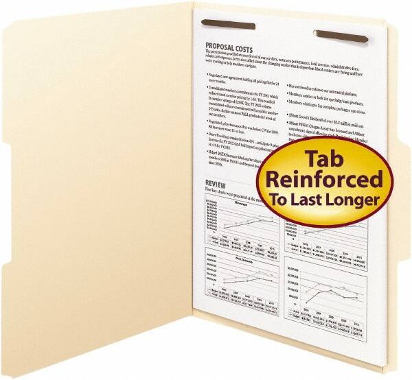 SMEAD - 8-1/2 x 11", Letter Size, Manila, File Folders with Top Tab - 11 Point Stock, Assorted Tab Cut Location - Exact Tool & Supply