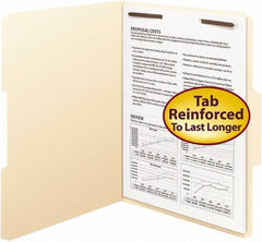 SMEAD - 8-1/2 x 11", Letter Size, Manila, File Folders with Top Tab - 11 Point Stock, Assorted Tab Cut Location - Exact Tool & Supply