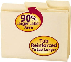 SMEAD - 8-1/2 x 11", Letter Size, Manila, File Folders with Top Tab - 11 Point Stock, Assorted Tab Cut Location - Exact Tool & Supply