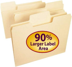 SMEAD - 8-1/2 x 11", Letter Size, Manila, File Folders with Top Tab - 11 Point Stock, Assorted Tab Cut Location - Exact Tool & Supply