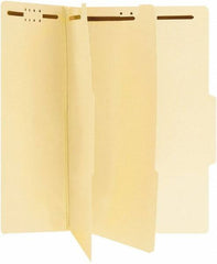 UNIVERSAL - 9-1/4 x 14-3/4", Legal, Manila, Classification Folders with Top Tab Fastener - Right of Center Tab Cut Location - Exact Tool & Supply