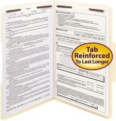 SMEAD - 8-1/2 x 14", Legal, Manila, File Folders with Top Tab - 11 Point Stock, Assorted Tab Cut Location - Exact Tool & Supply