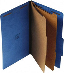 UNIVERSAL - 9-1/4 x 14-3/4", Legal, Cobalt Blue, Classification Folders with Top Tab Fastener - 25 Point Stock, Right of Center Tab Cut Location - Exact Tool & Supply