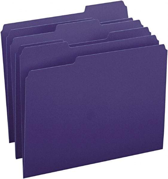 SMEAD - 8-1/2 x 11", Letter Size, Navy Blue, File Folders with Top Tab - 11 Point Stock, Assorted Tab Cut Location - Exact Tool & Supply