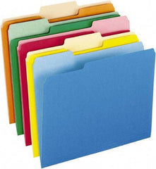 Pendaflex - 8-1/2 x 11", Letter Size, Assorted Colors, File Folders with Top Tab - 11 Point Stock, Assorted Tab Cut Location - Exact Tool & Supply