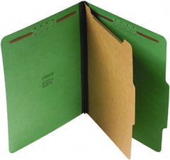 UNIVERSAL - 8-1/2 x 11", Letter Size, Emerald Green, Classification Folders with Top Tab Fastener - 25 Point Stock, Right of Center Tab Cut Location - Exact Tool & Supply