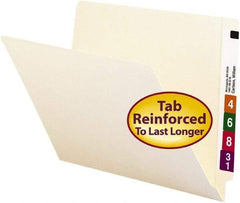 SMEAD - 8-1/2 x 11", Letter Size, Manila, File Folders with End Tab - 11 Point Stock, Straight Tab Cut Location - Exact Tool & Supply