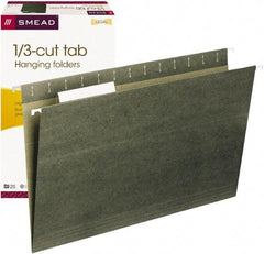 SMEAD - 9-1/4 x 14-1/2", Legal, Standard Green, Hanging File Folder - 11 Point Stock, 1/3 Tab Cut Location - Exact Tool & Supply