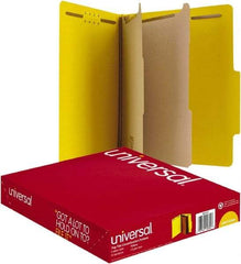 UNIVERSAL - 8-1/2 x 11", Letter Size, Yellow, Classification Folders with Top Tab Fastener - 25 Point Stock, Right of Center Tab Cut Location - Exact Tool & Supply