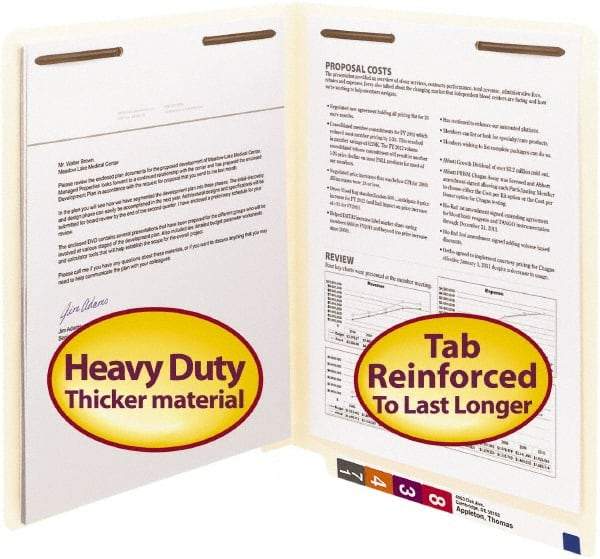 SMEAD - 8-1/2 x 11", Letter Size, Manila, File Folders with End Tab - 14 Point Stock, Straight Tab Cut Location - Exact Tool & Supply