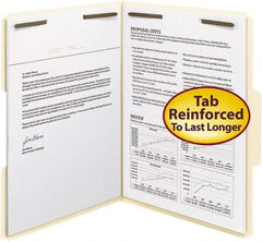 SMEAD - 9-1/2 x 11-5/8", Letter Size, Manila, File Folders with Top Tab - 11 Point Stock, Assorted Tab Cut Location - Exact Tool & Supply