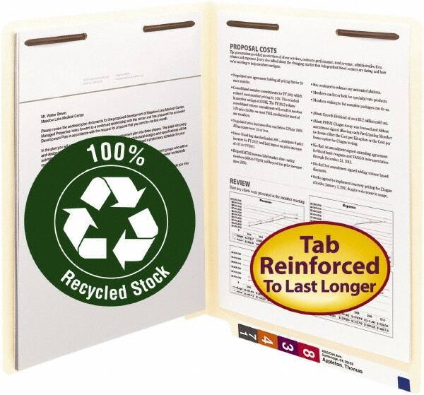 SMEAD - 8-1/2 x 11", Letter Size, Manila, File Folders with End Tab - 11 Point Stock, Straight Tab Cut Location - Exact Tool & Supply