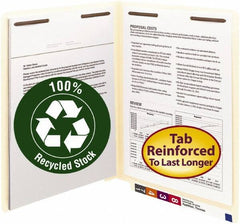 SMEAD - 8-1/2 x 11", Letter Size, Manila, File Folders with End Tab - 11 Point Stock, Straight Tab Cut Location - Exact Tool & Supply