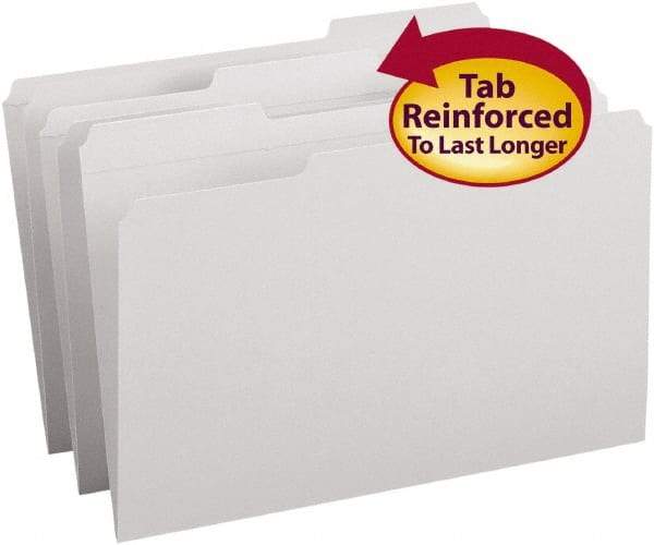 SMEAD - 9-1/2 x 14-1/2", Legal, Gray, File Folders with Top Tab - 11 Point Stock, Assorted Tab Cut Location - Exact Tool & Supply