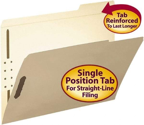 SMEAD - 8-1/2 x 11", Letter Size, Manila, File Folders with Top Tab - 11 Point Stock, 1/3 Tab Cut Location - Exact Tool & Supply